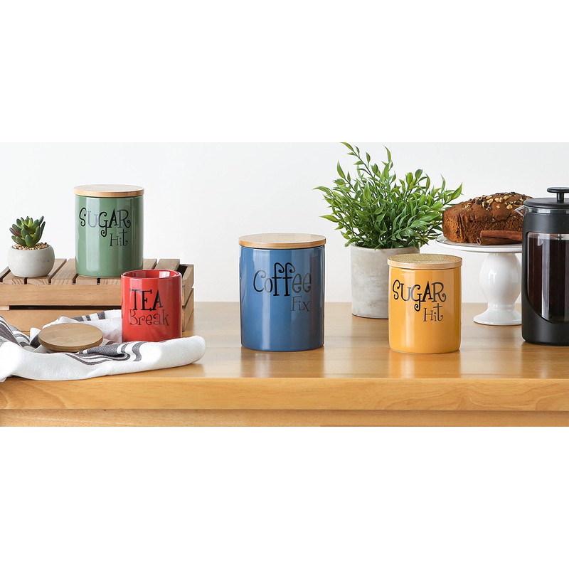 DII Kitchen Accessories Retro Collection, Ceramics, Canister Set, Red, 3