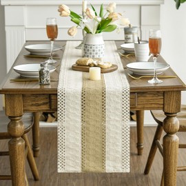 Artoid Mode Camino de mesa de arpillera marrón estilo granja rústico, decoración de mesa de cocina y comedor para fiestas de temporada y vacaciones para el hogar, 12x48 pulgadas