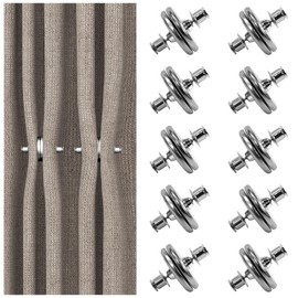 10Pairs 1.4in Magnetic Curtain Clips, Curtain Magnetic Closure, Curtain Weights Magnets Clips with Tack Prevent Light Leaking Keep Curtain Closed for Home Bedroom Office Curtain(Sliver)