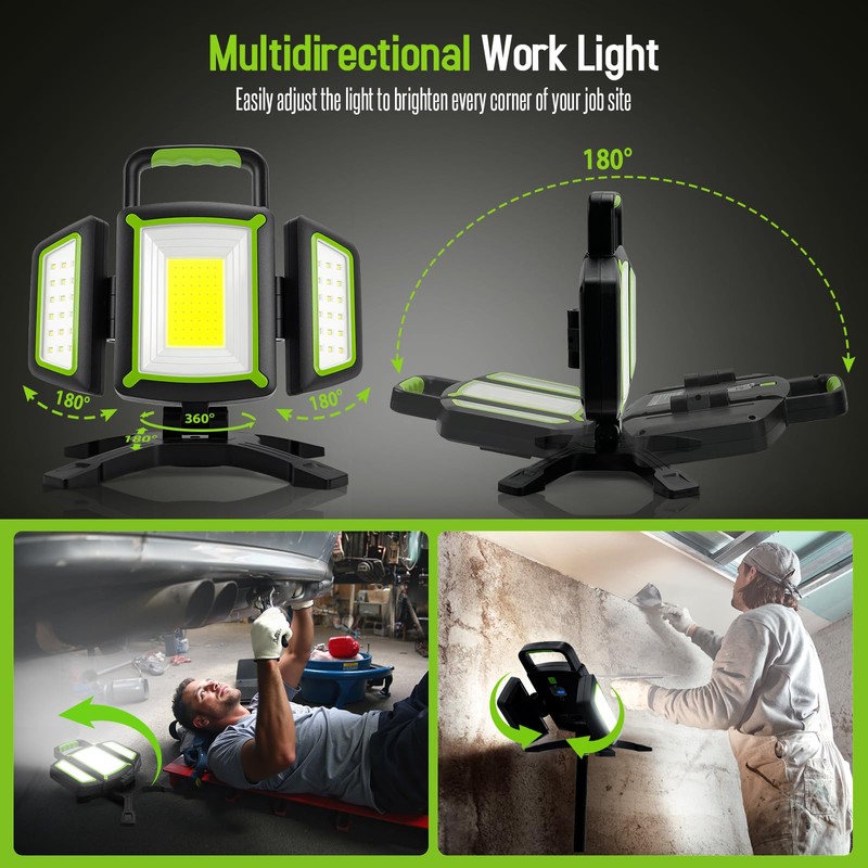 SYLSTAR 30W Rechargeable Work Light, 3000LM Magnetic LED Work Light