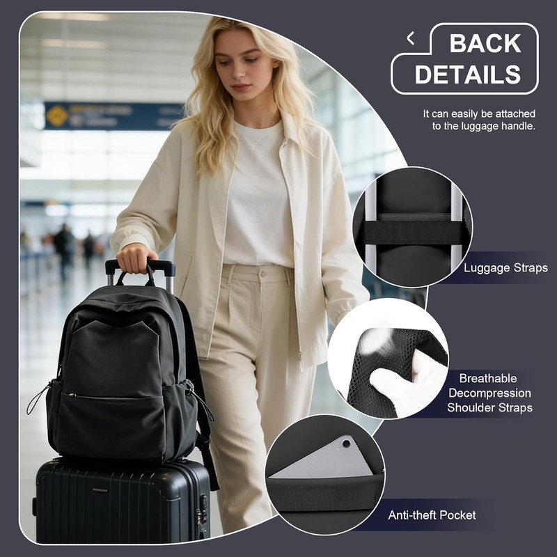 School Backpack Casual Daypack Black Bookbag…