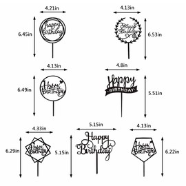 28 piezas de decoración acrílica para tartas de cumpleaños, decoración para tartas de cumpleaños, postres, pasteles, 7 estilos, 4 colores