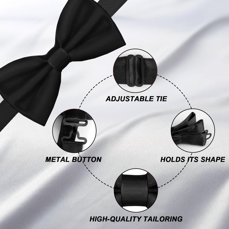 WOXVM Men's Bow Ties Solid Color Pre-Tied Bow Tie Satin