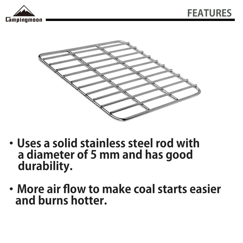 CAMPINGMOON Coal Bed Charcoal Fire Grate Grill Grates Replacement Stainless