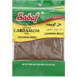 Sadaf Green Cardamom Powder - Ground Cardamom for Cooking and Food Flavoring - Middle Eastern Cuisine - Cardamomo Verde - Kosher - 0.75 oz Resealable Bag