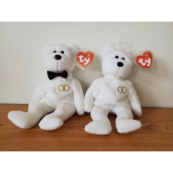 Ty 2001 Retired TY Beanie Babies Mr. & Mrs. Bride