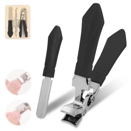 Clipmaster Pro Nail Clippers,Upgrade Angled Head Large Toe Nail Clippers Sets,Nail Clippers for Seniors,Proclip Wide Jaw Opening NailClippers for Thick Nails for Men Women (Black)