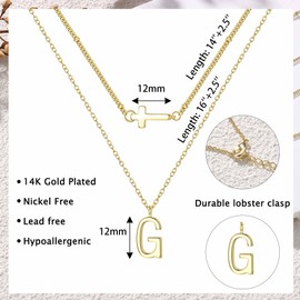 Dochais Layered Gold Necklaces for Women Trendy Dainty Cross Choker Necklace 14k Gold Plated Stack Initial Statement Pendant Chain Necklace Letter G