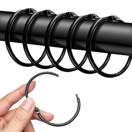 Pack of 20 curtain rings for opening, 50 mm curtain rings, round rings, curtain clips, shower curtain, metal clips for curtains and curtain rods (silver)