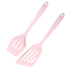 Silicone Spatula Set of 2, Flexible Nonstick Rubber Fish Slotted Turner, Flipper Spatulas Heat Resistant Cookware for Baking, Frying,Cooking Seafood,Meat,Eggs,Omelets,Pancakes(Pink)