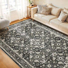 WITSHOCK Living Room Area Rugs 8x10: Soft Non-Slip Backing Washable Rugs Vintage Large Carpet for Bedroom Office Dining Room Kitchen Stain Resistant Home Decor Rug