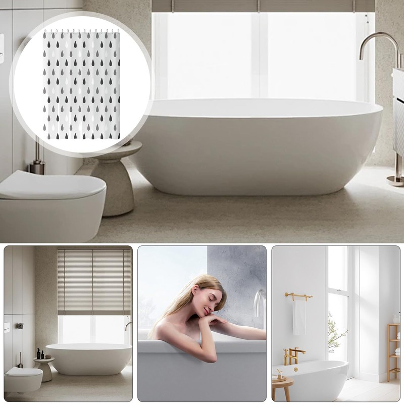 Shower Liners,Water-Drop Pattern Bath Liner for Shower | Textured Washable