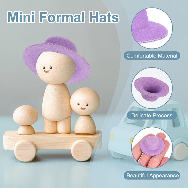 [PATIKIL] 12 Pcs 1.6 Inch Mini Formal Hat Miniature Doll