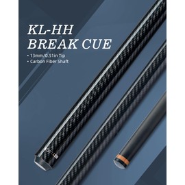 KONLLEN Carbon Fiber Break Cue Professional Pool Stick 58-inch Powerful and Precise Break Shaft Pool Stick with 13.0mm Tip