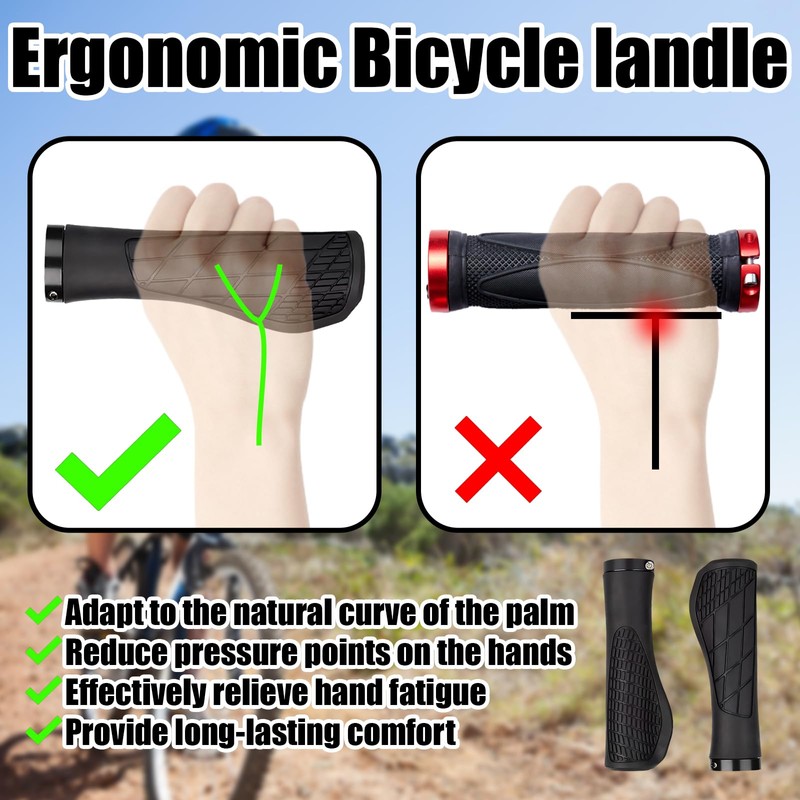 Handlebar Grips Bicycle, Ergonomic Bicycle Grips, Handlebar Grips for MTB