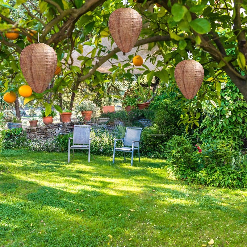 DECYOOL 8 Pack Paper Wasp Nest Decoy Hanging Wasp Deterrent