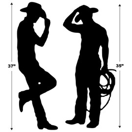Beistle Western Cowboy Paper Silhouettes Decor-2pc, 35 and 37 inches, Black