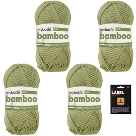 myboshi Bamboo Super Soft Bamboo Cotton Yarn Crochet Knitting Heavy Duty Clothing Amigurumi 60% Viscose 40% Cotton 4 Balls Green (Olive)
