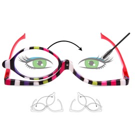 EYEGUARD Readers 2 Pack Magnifying Makeup Glasses Eye Make Up Spectacles Flip Down Lens Folding Cosmetic Womens Reading Glasses +3.50