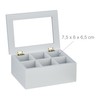 Relaxdays Tea Box, 6 Compartments, Bamboo, H x D: 9