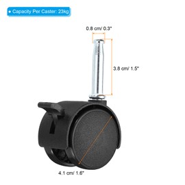 PATIKIL 1.5 Inch Swivel Stem Casters,10 Pack Nylon 360 Degree Insert Swivel Stem Wheels with Brake for Chair Shelf Furniture Replacement, Black
