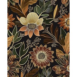 Laatse Boho Wallpaper Peel and Stick Dark Floral Wallpaper for Cabinet Vintage Contact Paper Waterproof Self Adhesive Removable Modern Wall Paper for Bedroom Stair Bathroom 17.5in x393in