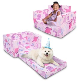 ZenKitch Kids Couch, 2-in-1 Toddler Sofa Fold Out, Soft Toddler Chair for Boys and Girls, Convertible Sofa to Lounger- Ideal for Napping, Reading, and Playing