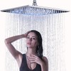NeierThodore Polished Chrome Large 16 Inch LED Shower Head Solid