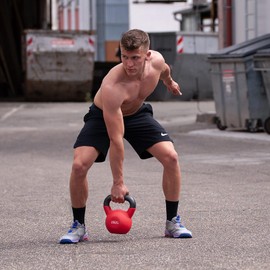 Kettlebell Solid Cast Iron, Dipped in Plastic Frosted Half-Surround, Home Gym Exercise Hand-Held, Powder-Coated Soft Bottom Single-Ear