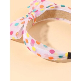 AIBFRID White Bow Girls Headband, Cute Rainbow Polka Dot Headbands for Women Girls Hair Accessories Head Bands Hairbands NOn Slip Birthday Festival Gifts for Teens Girl Toddler
