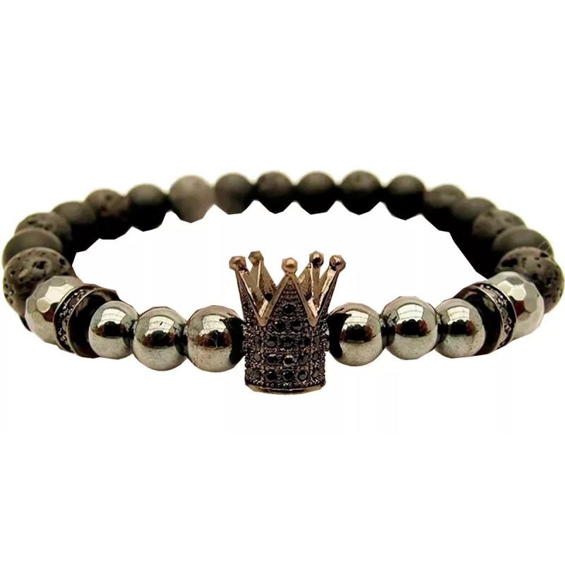 Mafab Pulseras Rey Reina Corona Zirconias Piedra Volcánica