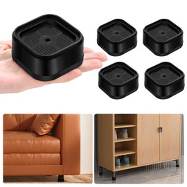 shouwuhho 6 Pack Furniture Risers Adjustable Bed Risers Heavy Duty Lifts Height 1", Square Stackable Bed Risers 1, 2 or 3 Inch for Desk Leg Table Couch Sofa Chair Bed Frame Legs Dorm, Black