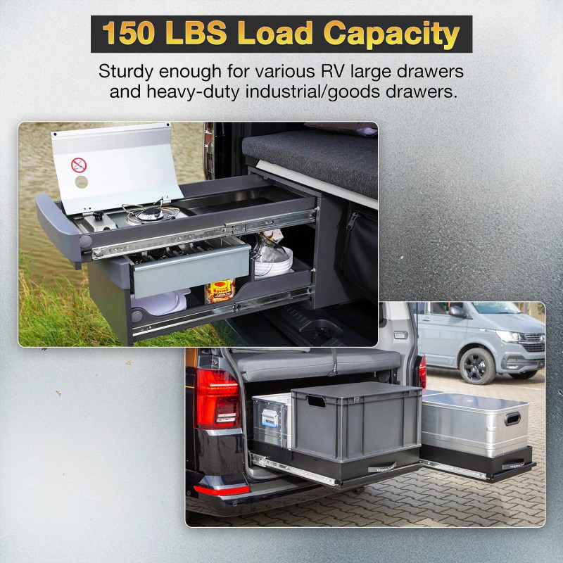 YENUO Heavy Duty Locking Drawer Slides 68kg Lbs - Full