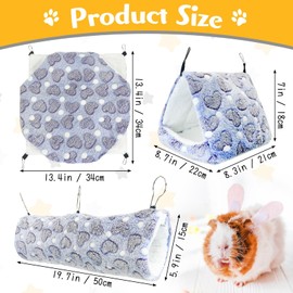 PINVNBY 3 Pack Rat Hammock Set Soft Ferret Hideout Bed Hanging Hamster Tunnel Cave Small Animal Cage Accessories Toy for Guinea Pig Chinchilla Squirrel Sugar Glider (Purple)