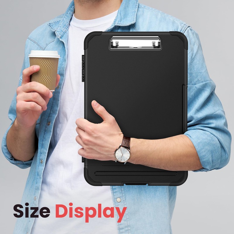 Sooez Reinforced Clipboard with Storage, Inner Plastic Folder Attached, Heavy