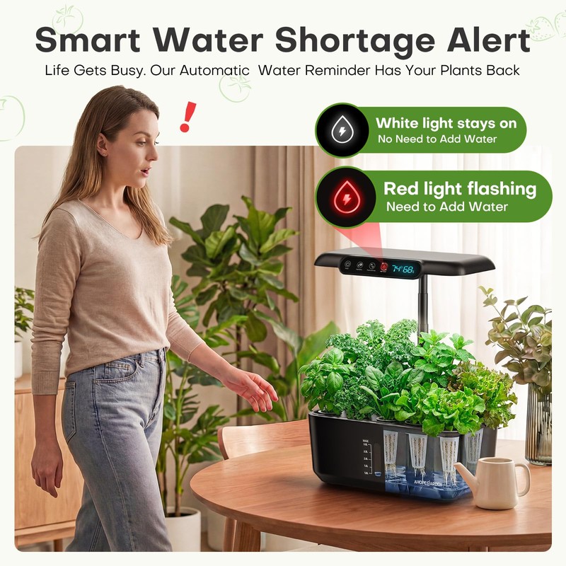 Ahopegarden Hydroponics Growing System: 10 Pods Temp ＆ Humidity Display