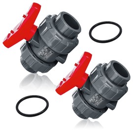2PCS PVC Union Ball Valve, 1" Inch (DN25) True Union Full Flow Ball Valve, ASTM EPDM O-ring, Slip Socket Ball Valve with Full Port for Water System