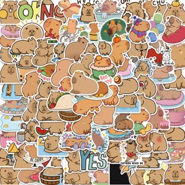 100pcs Capybara Stickers for Water Bottle, Cute Animal Vinyl Waterproof Decal for Girl Teen Adult Kids Laptop Phone Skateboard Guitar Luggage Notebook Helmet (Capybara)