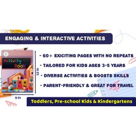 Activity book for kids 3-5 | Over 60+ fun and cute activities for preschoolers | Includes maze games, puzzles, count, compare objects and much more | Brain games for toddlers and kids