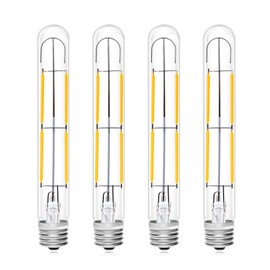 Bonlux 4W LED T6.5 Tubular Filament Bulb Dimmable, E17 Intermediate Base T6.5 LED Appliance Light 5.7" Length 40W Incandescent Equivalent for Freezer Exit Sign Light, Daylight 6000K (4-Pack)
