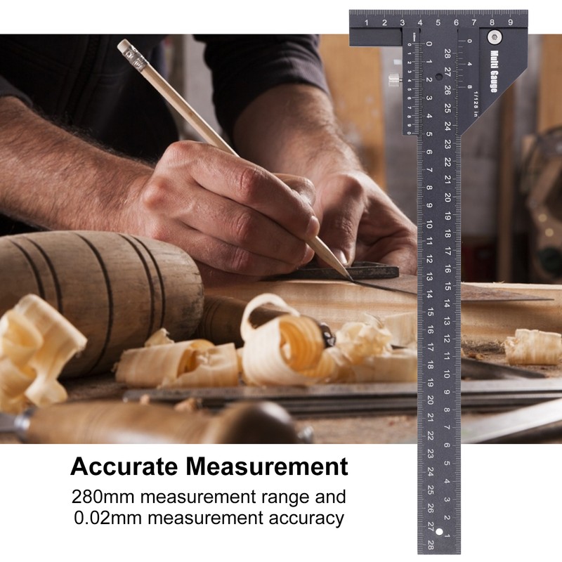 Woodworking Scribing Ruler Marking Measuring Gauge Tshaped Multifunctional Carpentry Tool