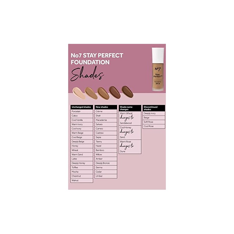 No7 Stay Perfect Foundation (New Formula) - Amber spf30