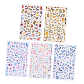 FOMIYES Unique Manicure Decals 5pcs Butterfly Flower Nail Art Stickers for Salon Home