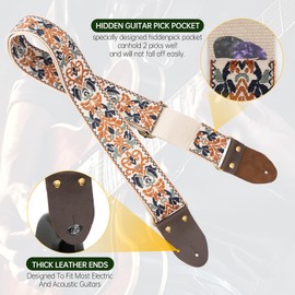 Dksongr Guitar Strap for Acoustic, Guitars Head Cowhide Leather Ends,Strap Locks,Guitar Straps Electric,Bass Strap.
