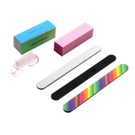 FOMIYES 6pcs Nail Buffer Set Double-sided Files Sanding Block Nail Brush Essential Manicure Tools for Home and Professional