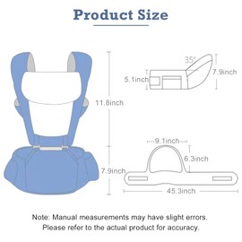Baby Carrier with Hip Seat, for 0-48 Month Baby, Soft Baby Carrier Newborn to Toddler, 15-in-1 Ways to Carry, Adjustable Size with Sunshade, Windproof & Storage Functions (Blue)