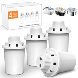 Large Dog Water Fountain Filters Replacement 4 Packs for PETNF 3 Gallons Stainless Steel Pet Water Fountain Dog Water Bowl Dispenser Cat Water Fountain, 7-Layer Human-Grade Vertical Filtration