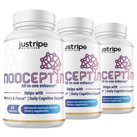 Just Ripe 3 Pack Nooceptin - Cognitive Enhancer Capsules for Cognition and Focus