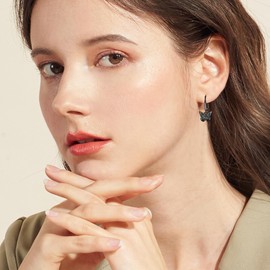 ONEFINITY Butterfly Earrings For Women 925 Sterling Silver Butterfly Dangle Earrings Black Butterfly Jewellery Gifts