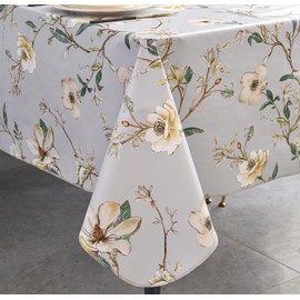 Vinyl Tablecloth with Flannel Backing Rectangle Waterproof Oil-Proof Plastic Table Cloth Stain-Resistant Wipeable Table Cover for Indoor and Outdoor (Patterned A, 60 x 120 Inch)